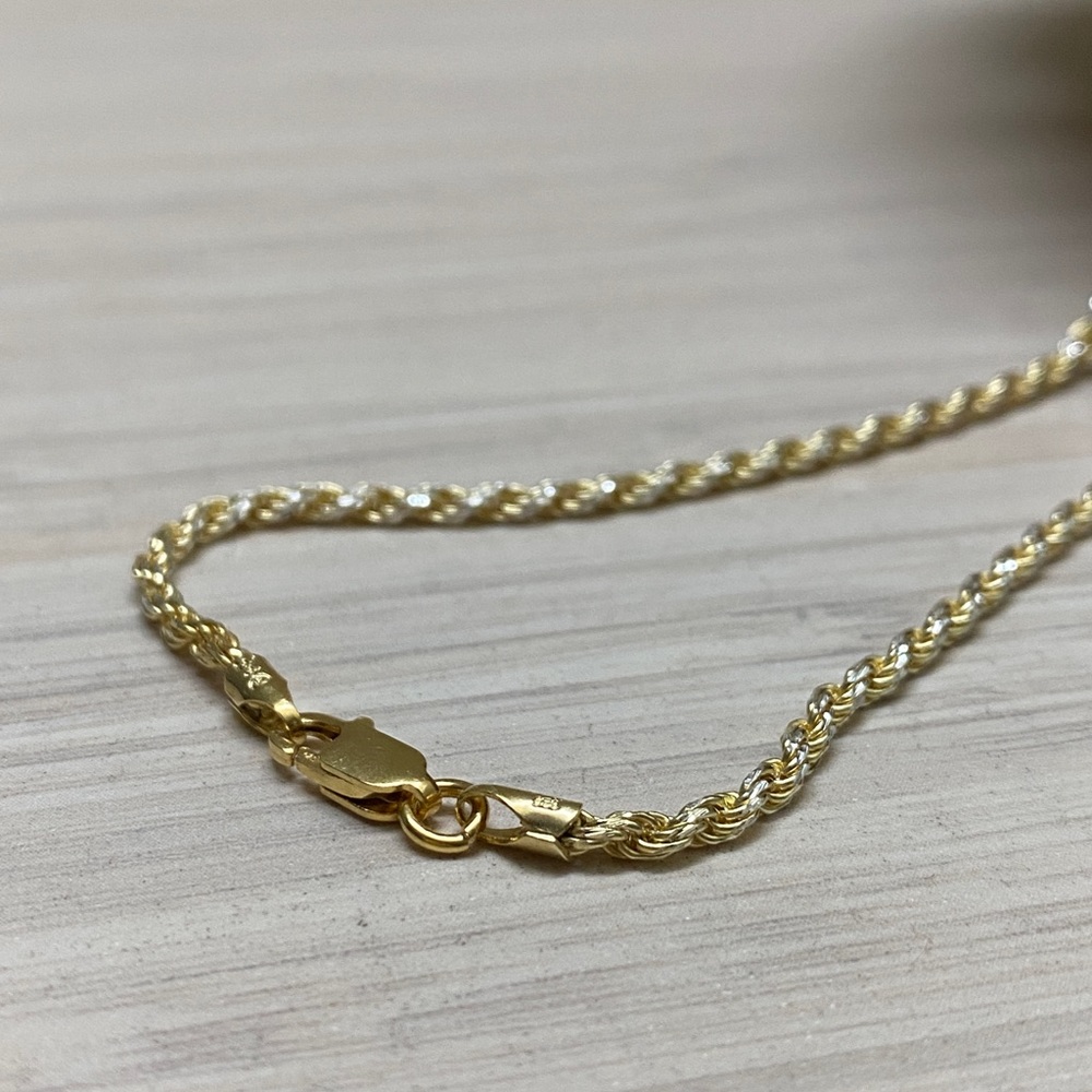 14K Gold Rope Chain •  Rope Chain • Real Silver • Men Chain 22” - Picture 7 of 11